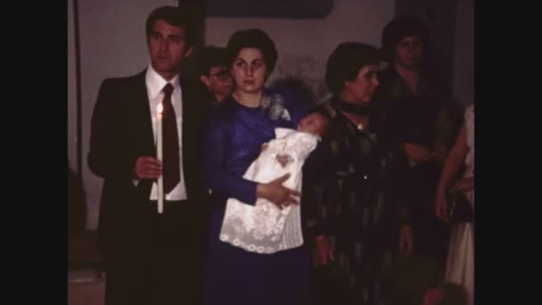 Palermo Italy June 1966 Християнське Хрещення Дитячої Сцени — стокове відео