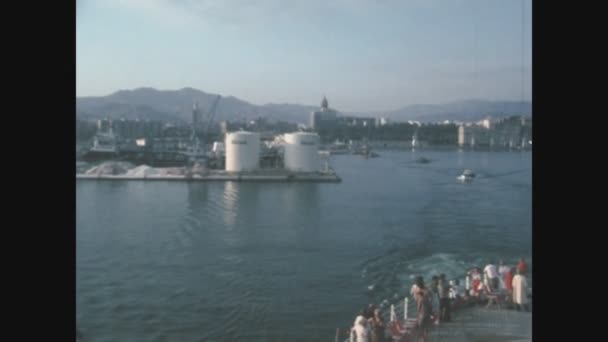 Malaga Spanya Haziran 1979 Lerde Malaga Liman Manzarası — Stok video