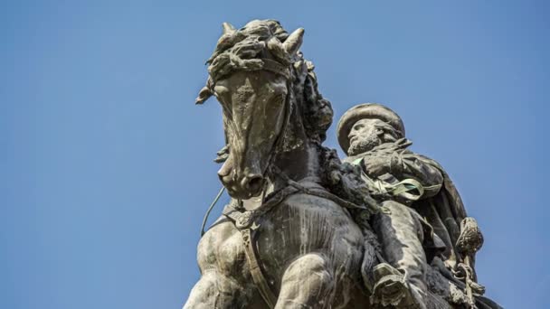 Λεπτομέρεια Του Έφιππου Αγάλματος Του Γκαριμπάλντι Στο Ροβίγκο Της Ιταλίας — Αρχείο Βίντεο