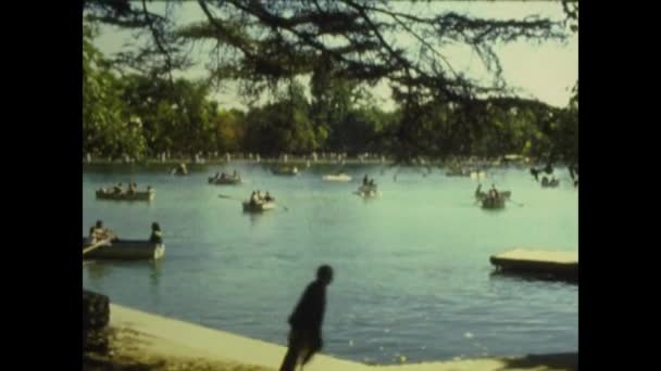 Albacete Spain May 1976 Small Pond Boats 70S — Wideo stockowe