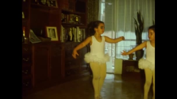 Albacete Spain May 1976 Little Girl Costume Dances Home Family — стоковое видео