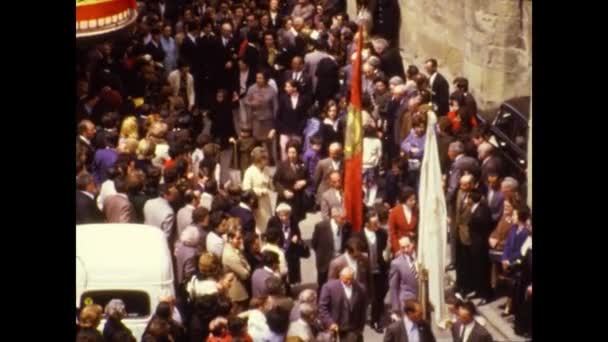 Santo Domingo Calzada Ισπανία Μάιος 1975 Θρησκευτική Πομπή Για Την — Αρχείο Βίντεο