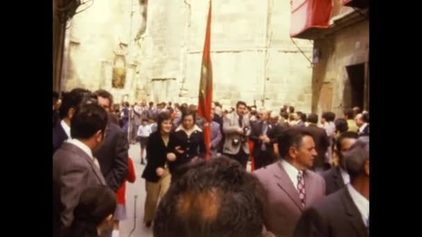 Santo Domingo Calzada Ισπανία Μάιος 1975 Θρησκευτική Πομπή Για Την — Αρχείο Βίντεο