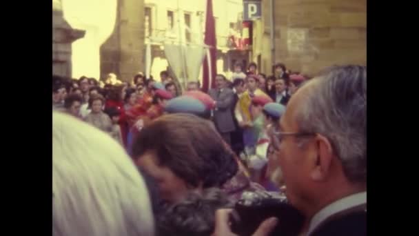 Santo Domingo Calzada Spain May 1975 Religious Procession Patronal Feast — Stock Video