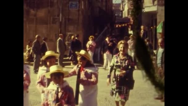 Santo Domingo Calzada Espanha Maio 1975 Procissão Religiosa Para Festa — Vídeo de Stock