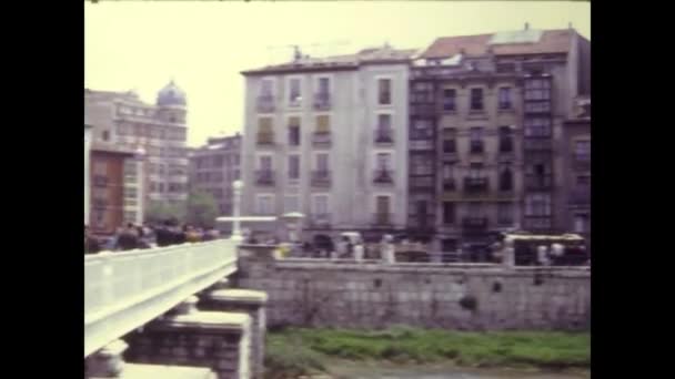 Bilbao Spagna Giugno 1974 Dettaglio Della Chiesa Gotica Negli Anni — Video Stock