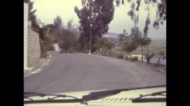 Salobrena Spain May 1970 Travel Car Hilly Road 70S — Stock Video