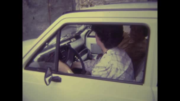 Palermo Italy September 1983 People Get Fiat Panda Car 80S — стокове відео