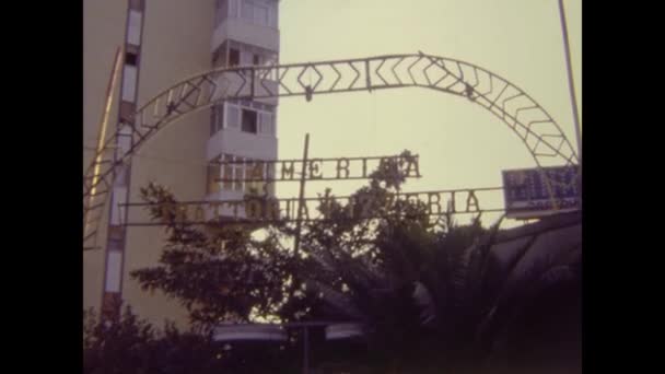 Palermo Italy September 1983 Italian Restaurant Tables Street 80S — Video Stock