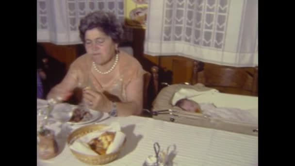 Palermo Italien September 1983 Mittagessen Bei Der Taufe Restaurant Den — Stockvideo