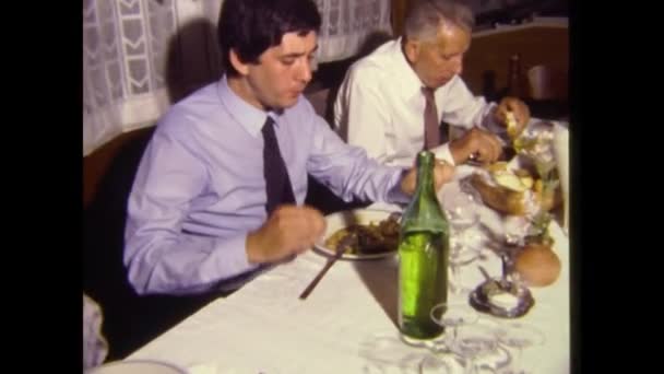 Palermo Italy September 1983 Restaurant Food Dish 80S — Video Stock