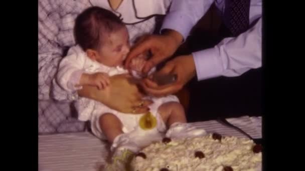 Palermo Italy September 1983 Baptism Lunch Restaurant 80S — Wideo stockowe