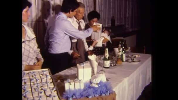 Palermo Italy September 1983 Distribution Wedding Favors Restaurant 80S — стокове відео