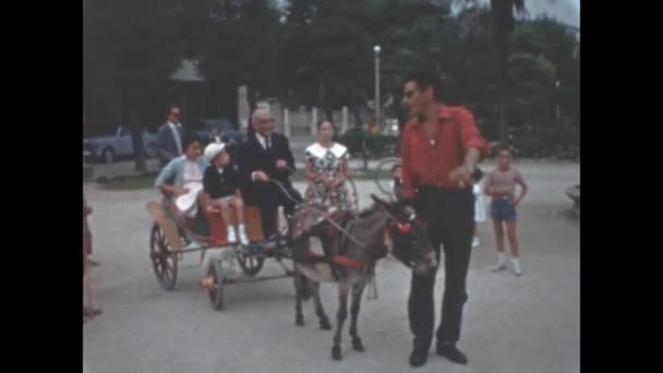 Ancona Italy May 1959 Children Carriage Horse Park 50S — Stock Video