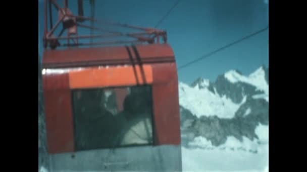 Monte Bianco Italy March 1964 Tourists Cable Car Mont Blanc — Video Stock