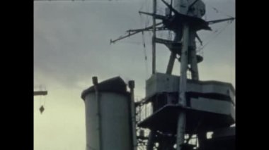 Grimaud, France june 1958: French warships scene in 50s