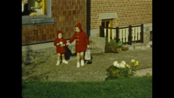 Paris France October 1958 Little Red Riding Hood Scene 50S — Wideo stockowe