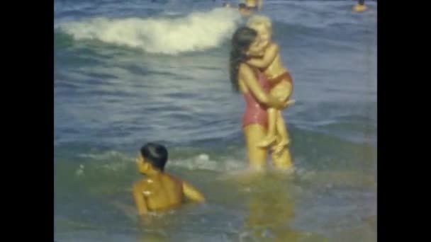French Riviera France August 1958 Children Sea Scenes — стокове відео