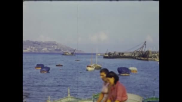Sanremo Italy June 1958 Sanremo Port View 50S — стоковое видео