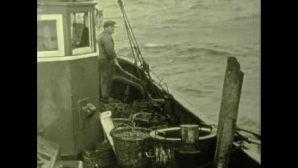 Parigi Francia Giugno 1953 Marinai Pescatori Barca Negli Anni — Video Stock