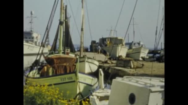 Grimaud França Junho 1958 Vista Porto Grimaud Com Barcos Década — Vídeo de Stock