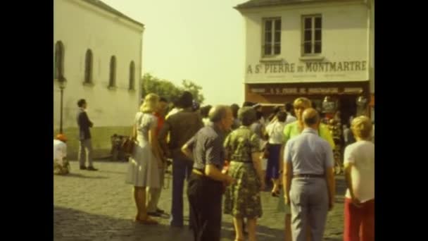 Paris France July 1976 Паризький Вуличний Арт Ринок Роках Заповнений — стокове відео