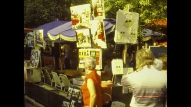 Paris Francja Lipiec 1976 Paryski Rynek Sztuki Ulicznej Latach Tych — Wideo stockowe