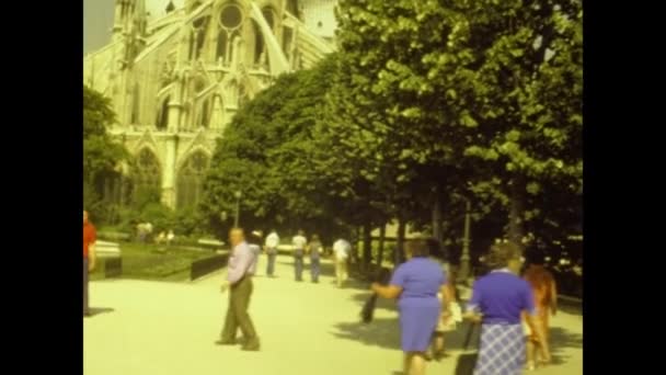 Париж Франция Июль 1976 Собор Нотр Дам — стоковое видео