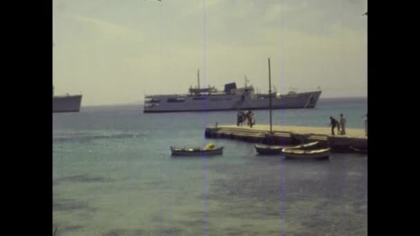 Mikonos Grecja Lipiec 1978 Widok Wybrzeża Mikonos Latach Tych — Wideo stockowe