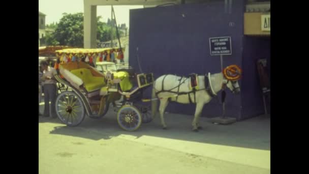 Corfu Greece 1978 Lerde Atla Arabası — Stok video