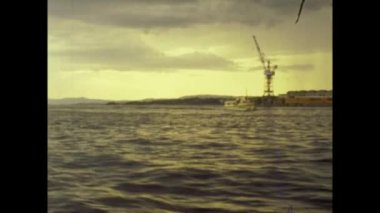 OSLO, NORway1979: 70 'lerin günbatımında Oslo liman manzarası