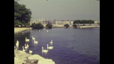 GENEVA, SWitzERLAND Nisan 1975: 70 'lerde Cenevre Tuna manzarası