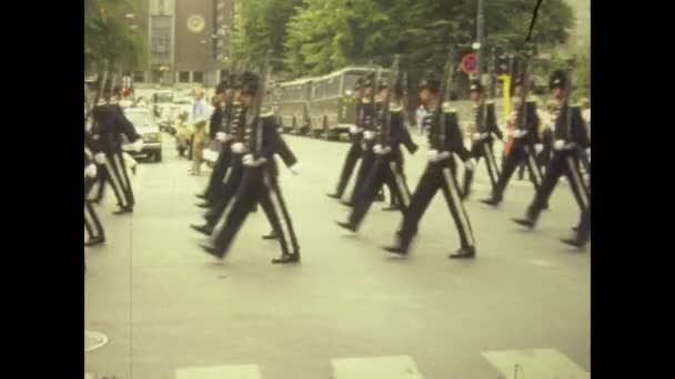Oslo Norge 1979 Oslo Militærparade Tallet – stockvideo