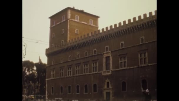 Rome Italy April 1974 Venice Palace Rome Street View — Stock Video