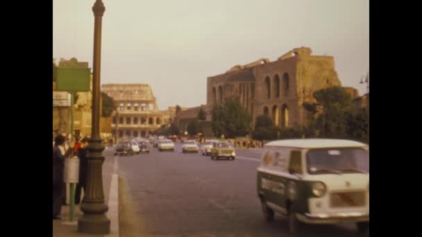 Rome Olaszország 1974 Április Foro Imperiale Módon Rómában Években — Stock videók