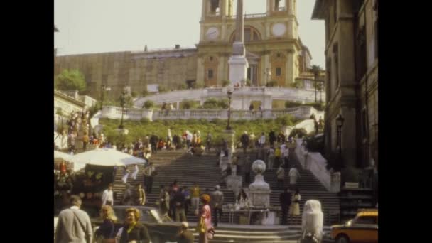 Rome Italien April 1974 Piazza Spagna Rom Eller Spanska Torget — Stockvideo