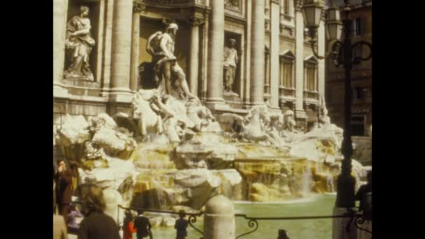 Roma Itália Abril 1974 Fonte Trevi Roma Nos Anos — Vídeo de Stock