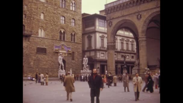 Florence Ιταλια Οκτωβριοσ 1975 Piazza Della Signoria Στη Φλωρεντία Στη — Αρχείο Βίντεο