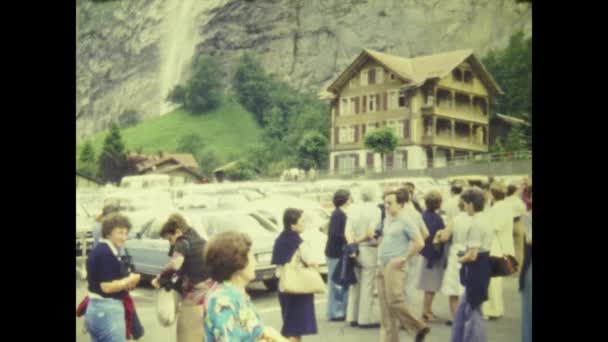 Interlaken Switzerland April 1975 Interlakens Bergsutsikt Talet — Stockvideo
