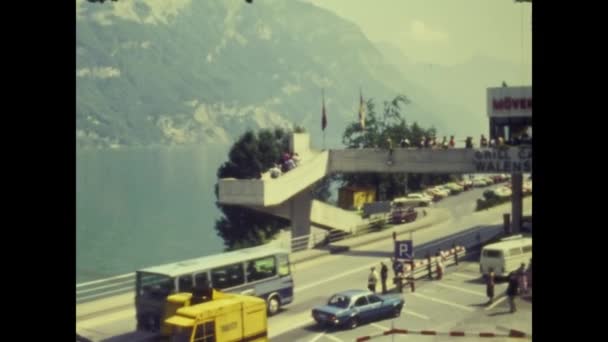 Walensee Switzerland April 1975 Місце Відпочинку Автострадах Швейцарії — стокове відео