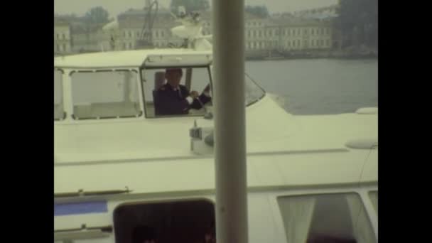 Petersburg Russia May 1981 Speedboat Neva River Petersburg — стокове відео