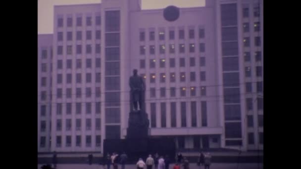 Minsk Ryssland Oktober 1979 Minsksoldater Marscherar Talet — Stockvideo