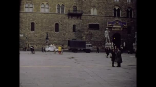 Florence Italië Oktober 1974 Piazza Della Signoria Florence Jaren — Stockvideo