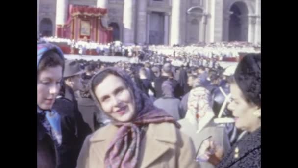 Рим Італія Червень 1964 Ватикан Папою Площі Натовпу — стокове відео