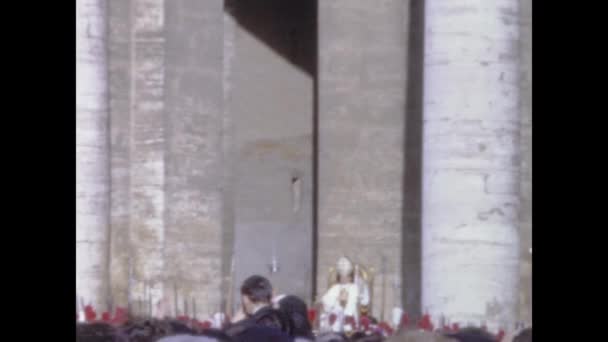 Rom Italien Juni 1964 Vatikanen Med Påve Torget Och Folkmassa — Stockvideo