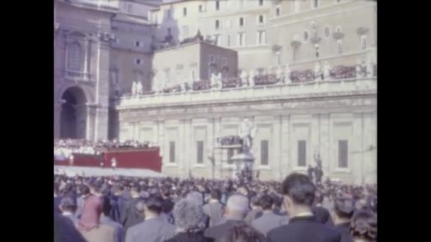 Rom Italien Juni 1964 Vatikan Mit Papst Auf Dem Platz — Stockvideo