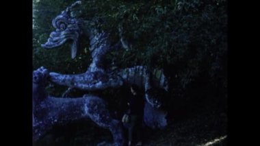 Bomarzo, İtalya Haziran 1967: Bomarzo necropolis arkeoloji alanı 60 'larda