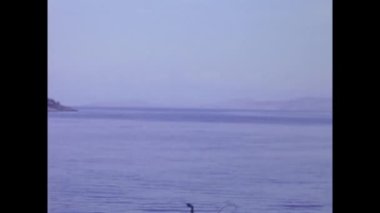 Korfu, Yunanistan Haziran 1970: Korfu kıyı manzarası 70 'lerde