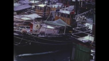 Bangkok, Tayland Mayıs 1973: 70 'lerde Bangkok liman manzarası