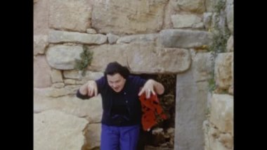 Nuoro, İtalya Haziran 1966: 60 'larda Palmavera Nuragic köyü